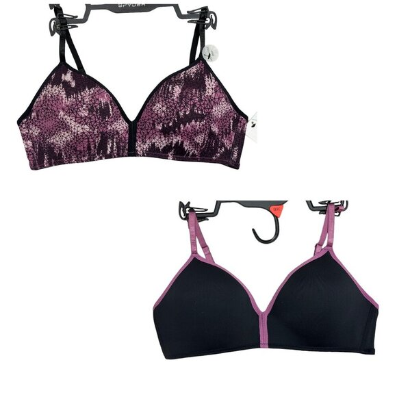 SPYDER NWT $68 2 Piece Lightly Padded Comfort BraS Purple and Black Women's 34C - Picture 2 of 9